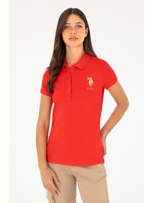 U.S. Polo Assn. Kadın Kırmızı Basic Polo Yaka Tişört 50280071-VR030