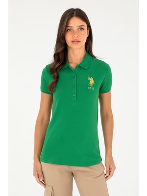U.S. Polo Assn. Kadın Yeşil Basic Polo Yaka Tişört 50280071-VR054