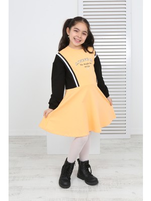 Toontoy Kids  Kız Çocuk Garni Detaylı Baskılı Elbise