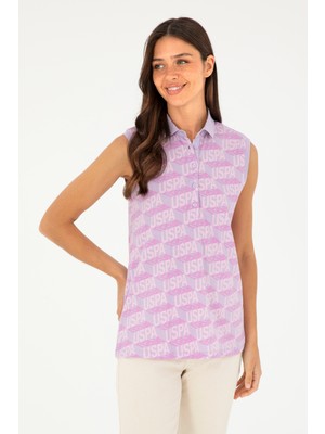 U.S. Polo Assn. Kadın Lila Kolsuz Polo Yaka Tişört 50282902-VR034