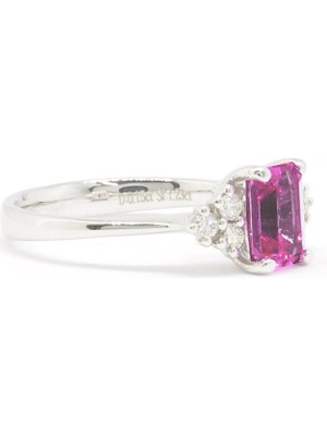 Altın Köşe Emerald Pembe Safir Pırlantalı Yüzük