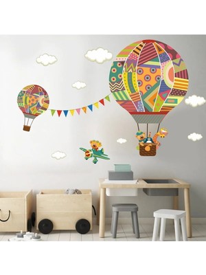 Kt Grup Rengarenk Uçan Balon Xl Çocuk Odası 100 Parça Duvar Sticker Seti