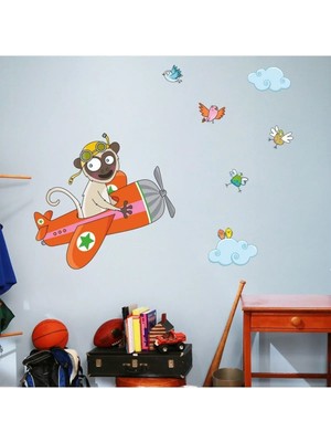 Kt Grup Pilot Maymun Çocuk Odası 100 Parça Sticker Seti