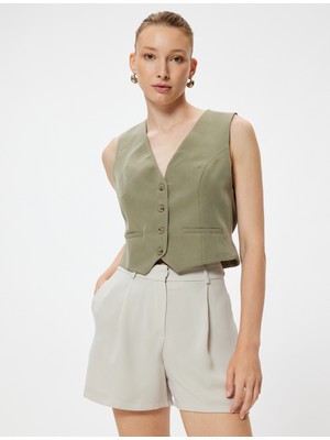 Koton Mini Kumaş Şort Cepli Pile Detaylı Standart Bel