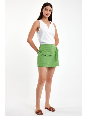 Vena Kadın Sienna Çağla Slim Fit Gabardin Şort Etek