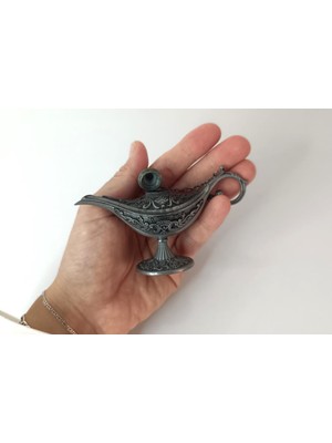 Alaaddin Sihirli Lamba Genie Lamp Ibrik Biblo 7 cm Gri Renk