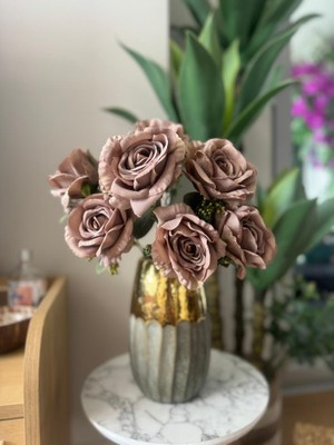 Netten Evime Yapay Çiçek 7li Gül Demeti 40*30CM 1.kalite Büyükboy  Kahverengi