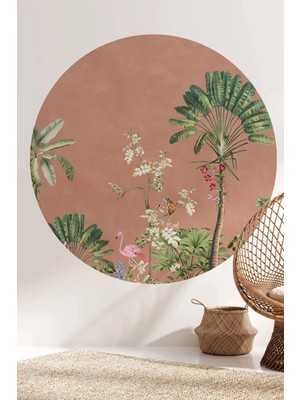 Kt Grup Egzotik Orman Boho Yuvarlak-Daire Modern Duvar Sticker