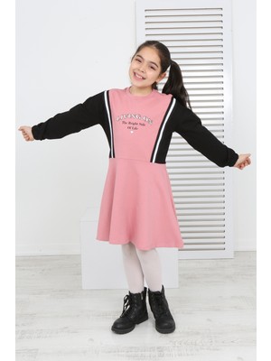 Toontoy Kids  Kız Çocuk Garni Detaylı Baskılı Elbise