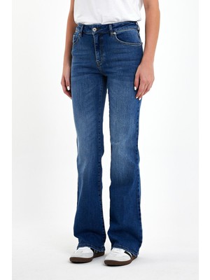 Vena Kadın Emilie Dirty Med Blue Bootcut Jean Pantolon