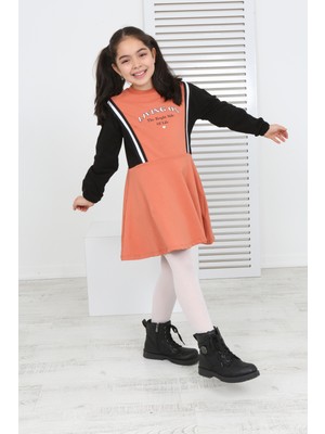 Toontoy Kids  Kız Çocuk Garni Detaylı Baskılı Elbise