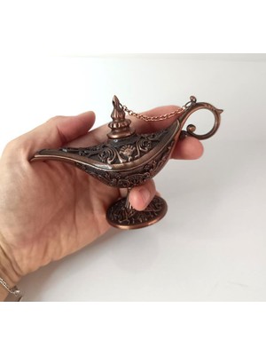 Alaaddin Sihirli Lamba Genie Lamp Ibrik Biblo 9 cm Bakır Renk