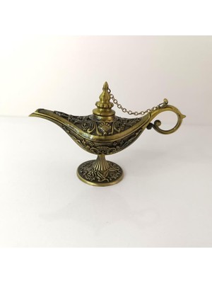 Alaaddin Sihirli Lamba Genie Lamp Ibrik Biblo 9 cm Antik Sarı