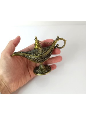 Alaaddin Sihirli Lamba Genie Lamp Ibrik Biblo 9 cm Antik Sarı