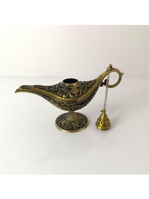 Alaaddin Sihirli Lamba Genie Lamp Ibrik Biblo 9 cm Antik Sarı