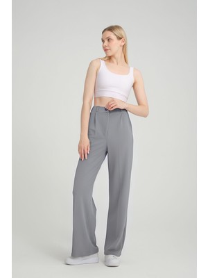 Yakamel Kadın Palozzo Likralı Esnek Trend Kumaş Pantolon