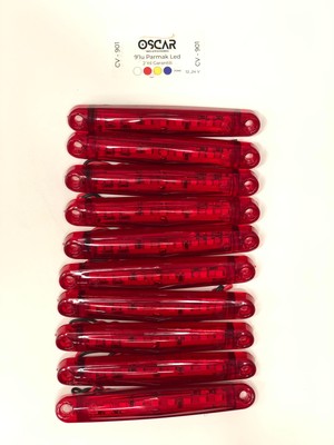Oscar 9 LED Parmak Dekoratif Lamba Kırmızı 10 Adet 12-24 V