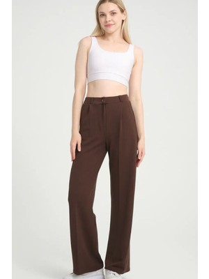 Yakamel Kadın Palozzo Likralı Esnek Trend Kumaş Pantolon