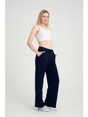 Yakamel Kadın Palozzo Likralı Esnek Trend Kumaş Pantolon