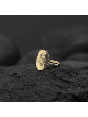 One Silver Gold 925 Ayar Gümüş Çiçek Motifli Yüzük Kişiye Özel Seri