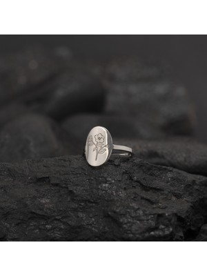 One Silver Gold 925 Ayar Gümüş Çiçek Motifli Yüzük Kişiye Özel Tasarım