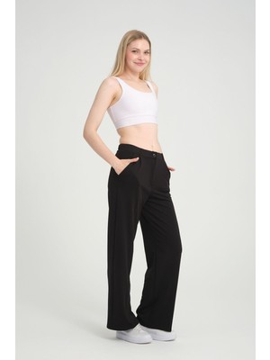 Yakamel Kadın Palozzo Likralı Esnek Trend Kumaş Pantolon