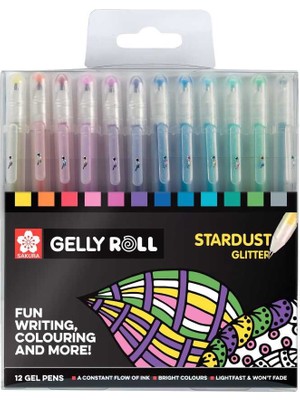 Sakura Gelly Roll Jel Mürekkepli Simli Kalem Seti Stardust Glitter Set 12 Renk