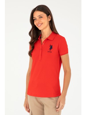 U.S. Polo Assn. Kadın Kırmızı Basic Polo Yaka Tişört 50280063-VR030