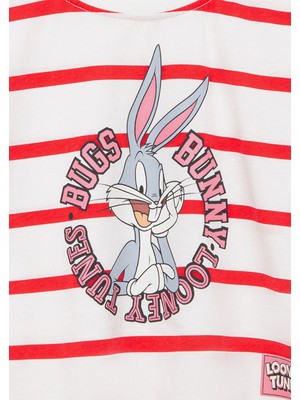 Mavi Bugs Bunny Baskılı Kırmızı Crop TIŞÖRT7610165-70436