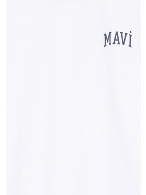 Mavi Logo Baskılı Beyaz TIŞÖRT6610200-602