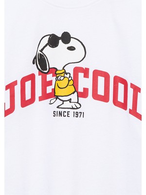 Mavi Joe Cool Baskılı Beyaz Crop TIŞÖRT7610162-620