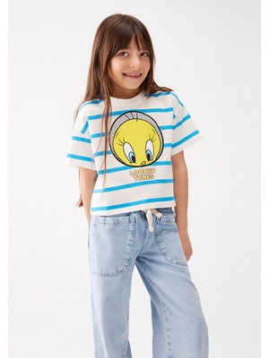 Mavi Tweety Baskılı Mavi Crop TIŞÖRT7610164-83145