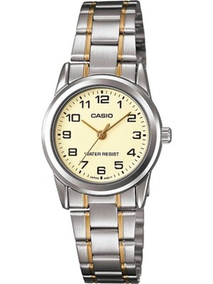 Takvim Kadın Kol Saati LTP-V001SG-9BUDF Çelik Analog & Dijital Mineral Düz 1 Atm Iyon Kaplama Beyaz