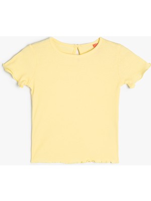 Koton Tişört Kısa Kollu Bisiklet Yaka Ribanalı Pamuklu