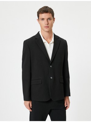 Koton Kruvaze Blazer Ceket Slim Fit Kapaklı Çift Cep Detaylı