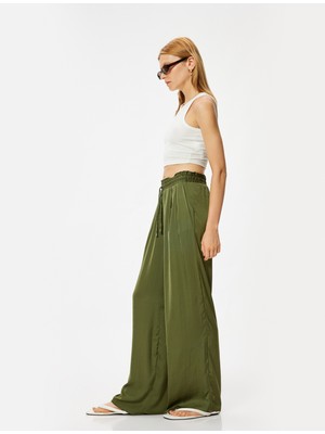 Koton Bol Paça Aerobin Pantolon Beli Lastikli Bağlamalı Cepli