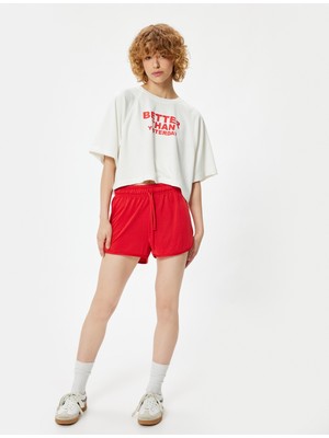 Koton Oversize Spor Tişört Bisiklet Yaka Slogan Baskılı Kısa Kollu