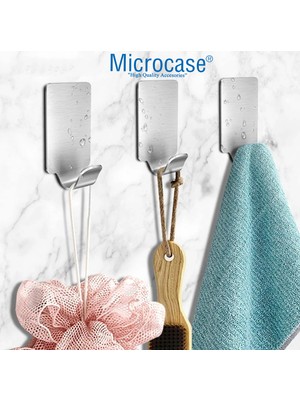 Microcase Güçlü Yapışkanlı Metal Banyo Mutfak Eşya Havlu Vb Ürün Askılığı AL4468- 2 Adet Gümüş