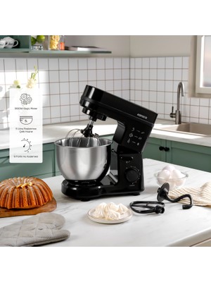 Karaca Maestrochef Stand Mikser Siyah 1500W Paslanmaz Çelik 5 L Kapasite ile Güçlü Performans