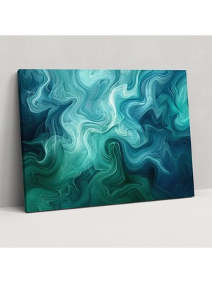 Painted Anarchy Mavi ve Yeşil Dönen Desenler Soyut Sanat Duvar Dekorasyonu - Soyut Sanat, Kanvas Tablo, Ev Dekorasyonu, Duvar Dekorasyonu,