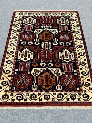 Burak Halı El Dokuma Koyu Lacivert Yörük Halısı 190X246 Yün Salon Halısı