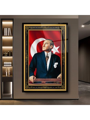 Binlerce Tablo Atatürk Cam Tablo | Hediyelik, Dekoratif, Ofis, Mutfak