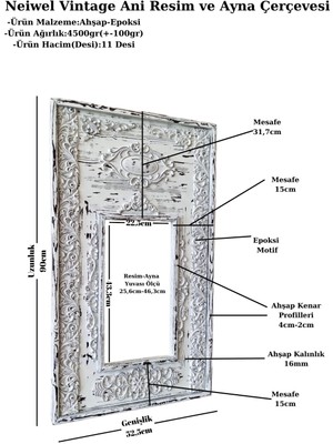 Neiwel Vintage Ani Ahşap Resim ve Ayna Çerçevesi