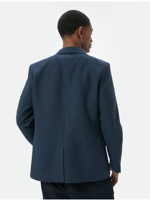 Koton Blazer Ceket Slim Fit Ters Yaka Kapaklı Çift Cep Detaylı Düğmeli