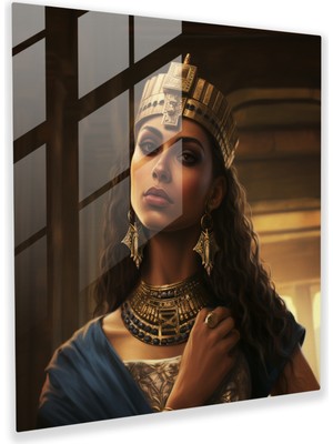 Painted Anarchy Regal Eternity Cam Baskı - Gerçekçi Kleopatra Portresi Cam Duvar Tablosu, 30 x 30 cm