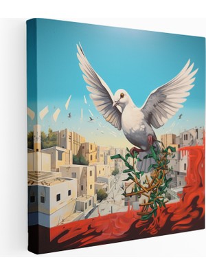Painted Anarchy Graffiti Barış Duvarı Kanvas Tablo, 30 x 30 cm