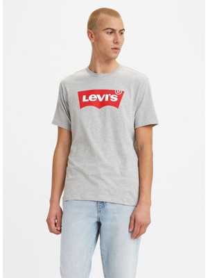 Levi's Levis Erkek Gri Bisiklet Yaka T-Shirt Beden: M