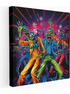 Painted Anarchy Trippy Neon Dans Partisi Kanvas Tablo, 30 x 30 cm