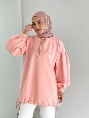 Yk Shopping Pudra Pembesi Balon Kol Tesettür Sweetshirt