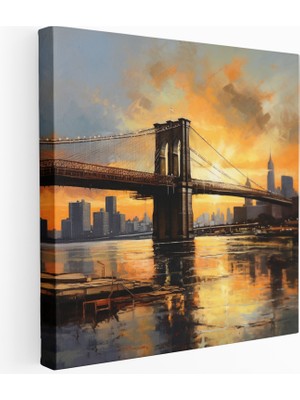 Painted Anarchy Brooklyn Köprüsü Gündoğumu Yağlıboya Tablo Tablo, 30X30
